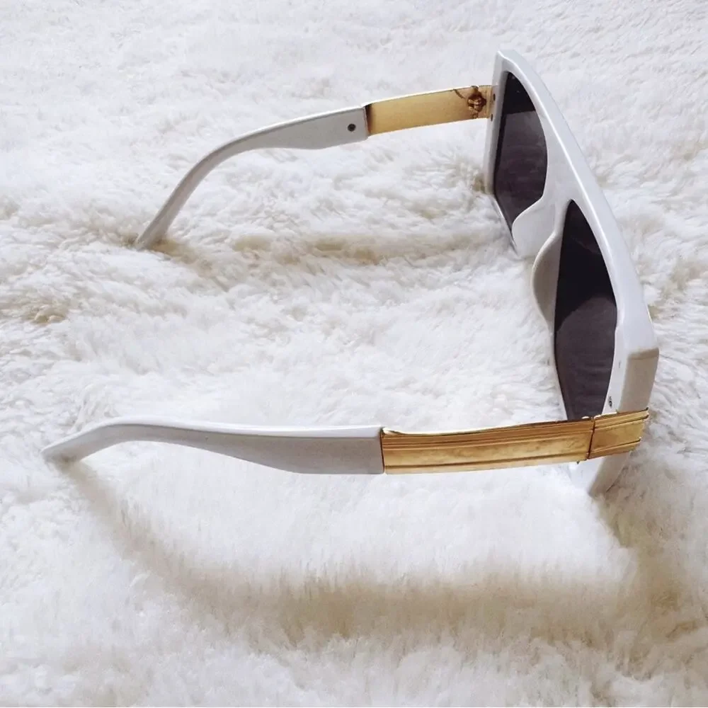 Inez White Oversized Square Sunglasses